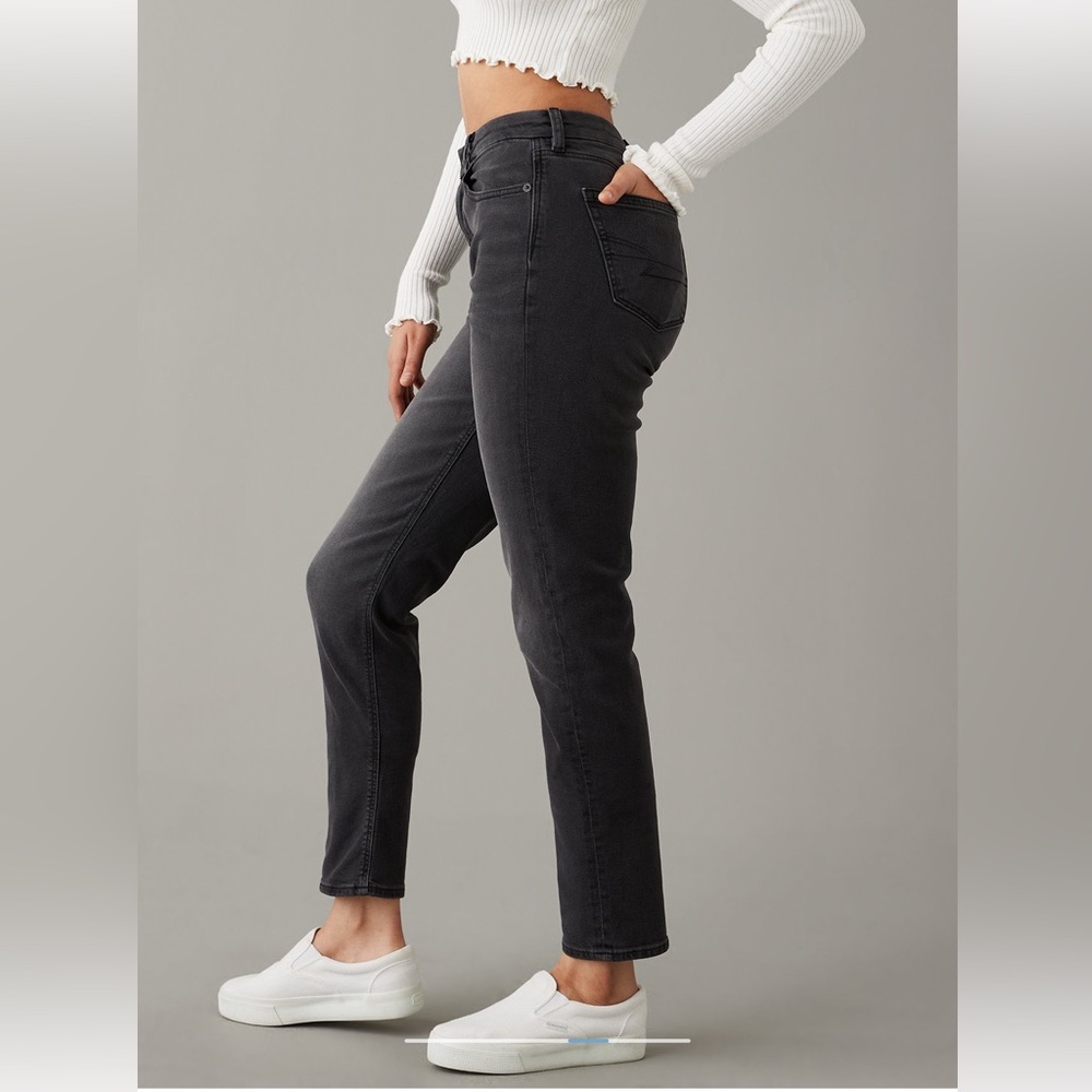 American Eagle Stretch Mom Jeans Washed Black